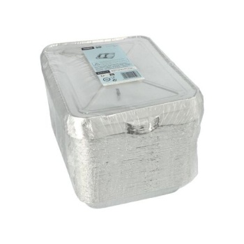 Емкость из фольги 0.83л с крышкой 22.7x17.7см алюминий, 50шт