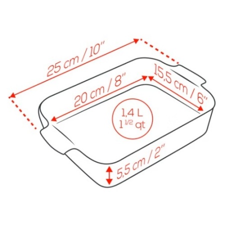 Емкость прямоугольная для запекания APPOLIA 25см RED