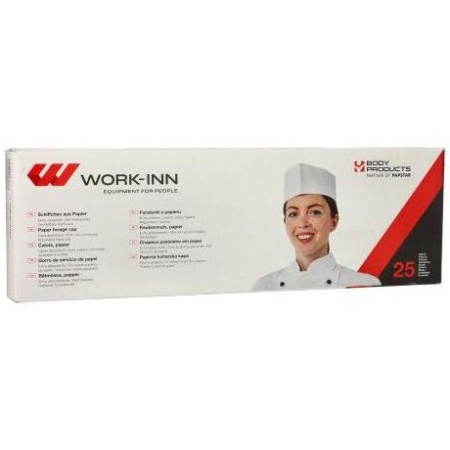 Одноразовая шапочка повара - размер 55-62 WORK-INN белая, 25шт