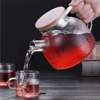 Чайник заварочный стеклянный 900мл Гранат с металлическим ситом