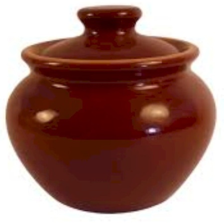 Горшок для запекания с крышкой без ручек 500мл коричневый