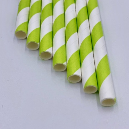 Трубочки бумажные GVS-20 "Полоса салата" полоска цвет салатовый, белый, 250 шт