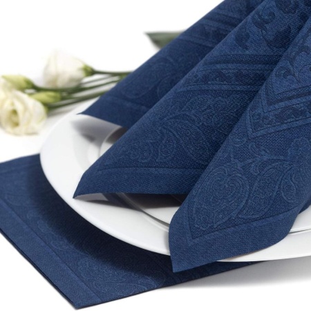 Салфетка 40x40см ROYAL Collection Ornaments темно-синяя, 20шт