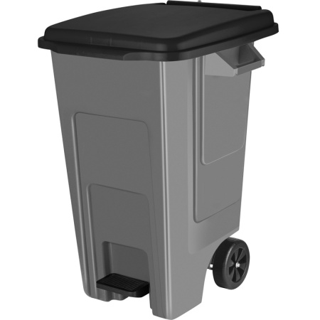 Контейнер для мусора 130л Freestyle на колесах с педалью Plast Team серый