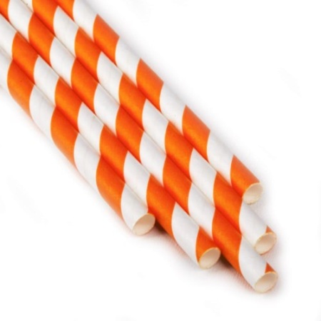 Трубочки бумажные GVS-58 "Апельсин" полоска цвет оранжевый, белый, 250 шт