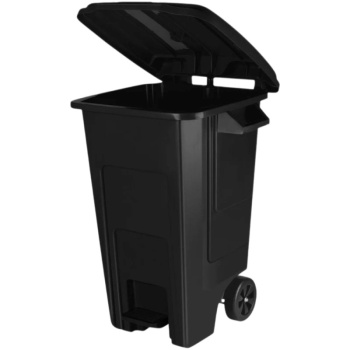 Контейнер для мусора 130л Freestyle на колесах с педалью Plast Team черный