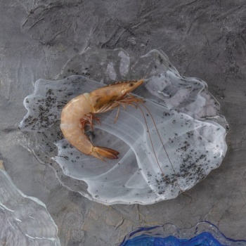 Блюдо овальное стеклянное 30x22x(h)4см Mabel дымчатое