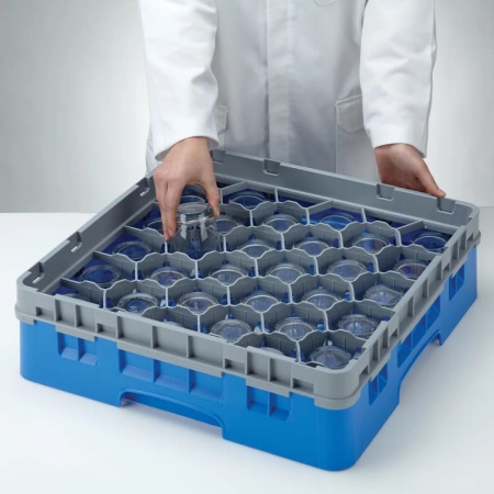Кассета Camrack на 30 ячеек для мойки и хранения бокалов Ø7.94x9.2см Cambro синий