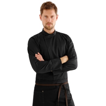 Китель повара/официанта - модель 23501 - цвет черный - 65% полиэстер, 35% хлопок - 245 г/м2