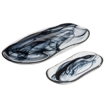 Блюдо овальное стеклянное 21x11.5x(h)2.5см Atlas черный дым