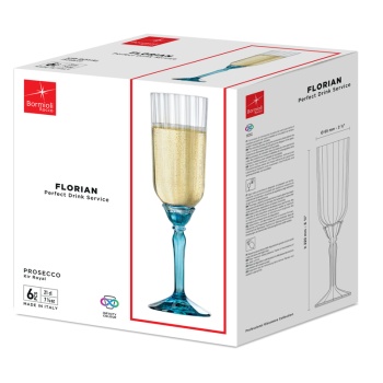 Набор бокалов для просекко FLORIAN LUCENT BLUE, 6шт