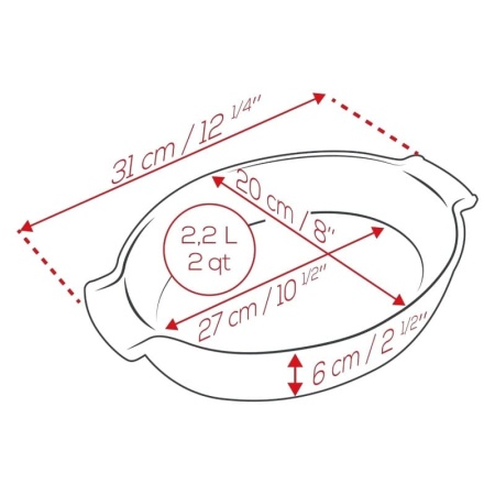 Емкость овальная для запекания APPOLIA 31см 2.2л RED
