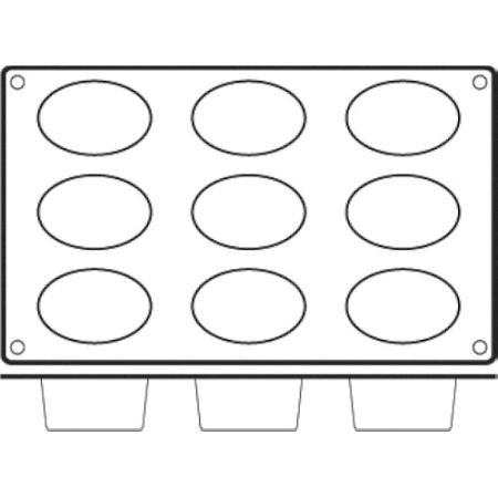 Форма 'Овал' 9 выемок 65x40x(h)35мм HappyFlex