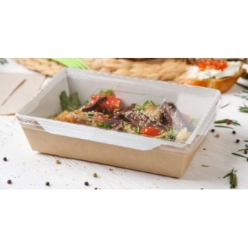 Салатник с прозрачной крышкой 800мл GEOBOX-800 186x106x55мм, крафт картон, 50шт