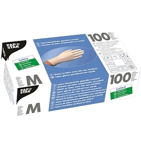 Перчатки латексные M белые, 100шт