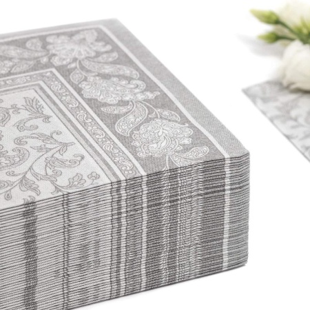 Салфетка 40x40см ROYAL Collection Ornaments серая, 50шт