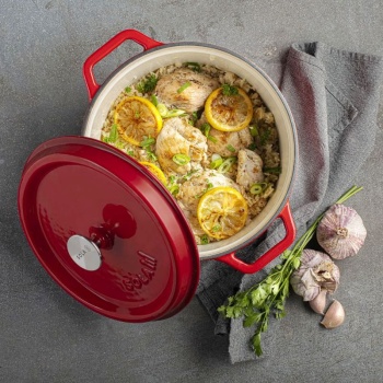 Кокот с крышкой Ø20см 2л оранжево-красный