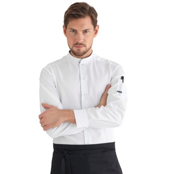 Рубашка для повара/официанта - длинный рукав - модель 25203 - цвет белый - 65% полиэстер, 35% хлопок - 175 г/м2
