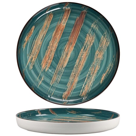 Тарелка с бортом Ø28см TEXTURE Dark Green Lines