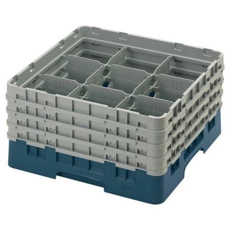 Кассета Camrack на 9 ячеек для мойки и хранения бокалов Ø14.9x21.5см Cambro сине-зеленый, 2шт