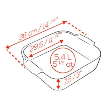 Емкость квадратная для запекания APPOLIA 36см RED