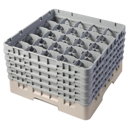 Кассета Camrack на 25 ячеек для мойки и хранения бокалов Ø8.7x25.7см Cambro бежевый