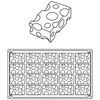 Силиконовый молд 'Сыр Грюйер' 22мл 50x31x18мм 20 ячеек Pavoni