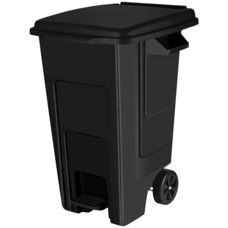 Контейнер для мусора 130л Freestyle на колесах с педалью Plast Team черный