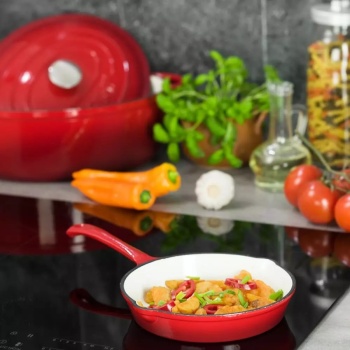 Сковорода чугунная эмалированная Ø20см красная