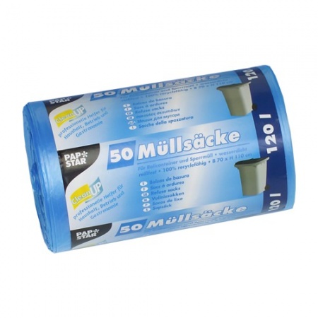 Мешок мусорный 120л 110x70см синий, 50шт