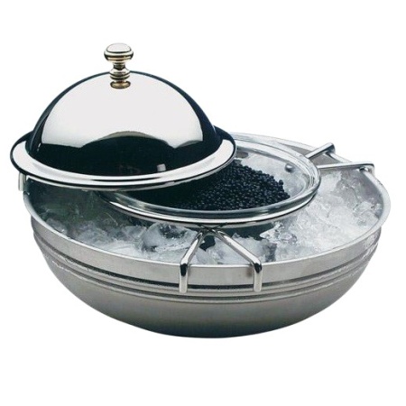 Икорница - чаша из стекла с крышкой APS из нерж.стали