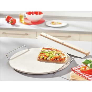 Камень для запекания пиццы круглый Ø33см с качающимся ножом