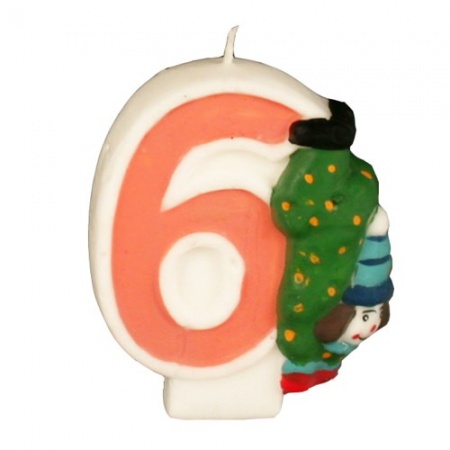 Свеча цифра "6" КЛОУН