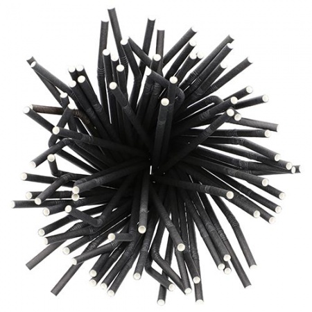 Соломка для питья гибкая бумажная 22см Ø6мм Black, 100шт