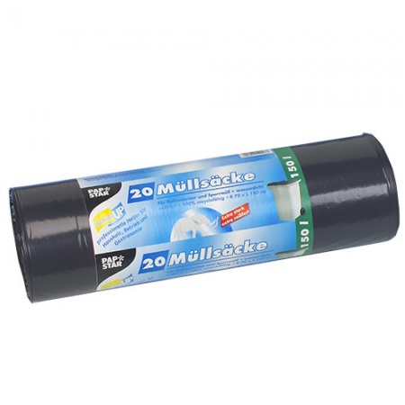 Мешок мусорный 150л 150x70см черный, 20шт