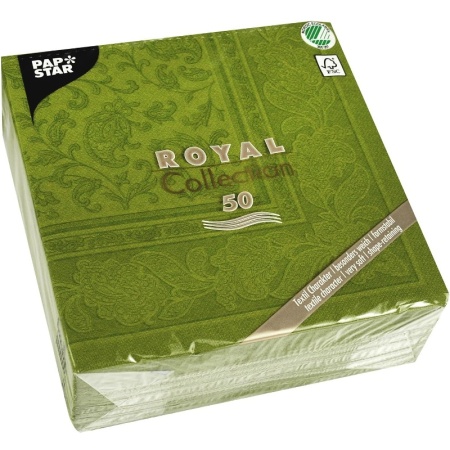 Салфетка 40x40см ROYAL Collection Ornaments оливковая, 50шт