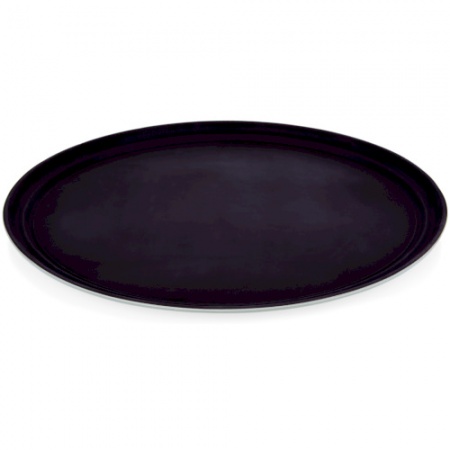 Поднос круглый 40см черный нескольз повер