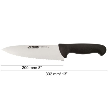 Нож поварской 20см с рифлением 2900 черный