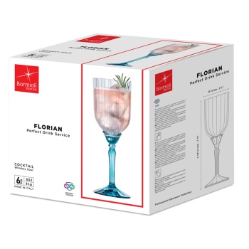 Набор бокалов для коктейля 245мл Whiskey FLORIAN LUCENT BLUE, 6шт