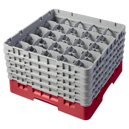 Кассета Camrack на 25 ячеек для мойки и хранения бокалов Ø8.7x25.7см Cambro красный