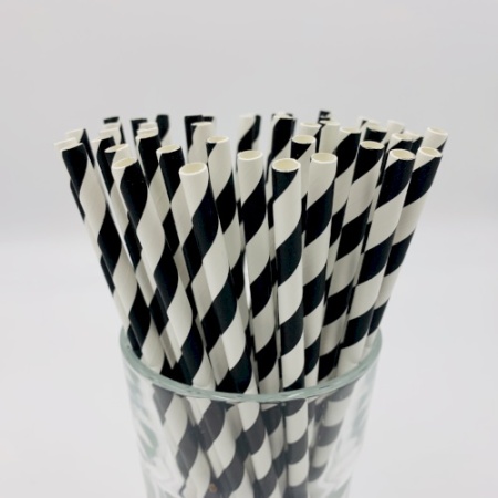 Трубочки бумажные GVS-57 "Зебра" полоска цвет черный, белый, 250 шт