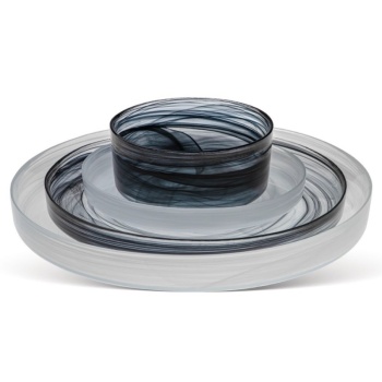 Блюдо стеклянное Ø33 Asos белый дым