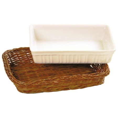 Блюдо для запекания и подачи 500мл 17.5x11.5x3.5см с плетеной подставкой - P.L. Proff Cuisine