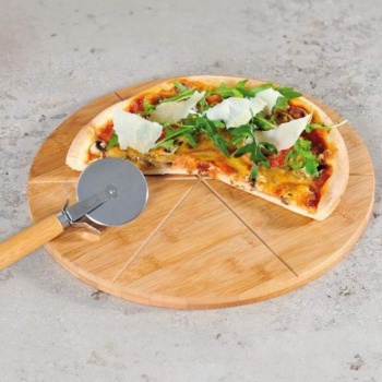 Доска для пиццы Ø32x1.5см с ножом Kesper
