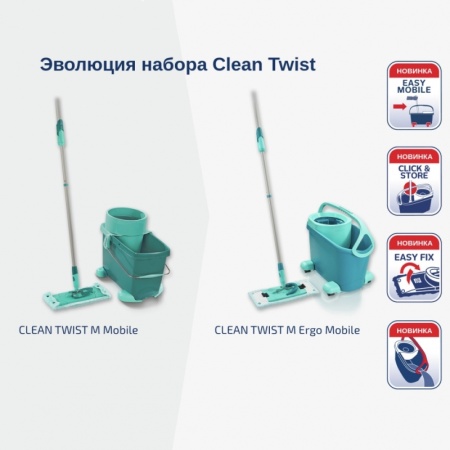 Комплект для мытья пола Clean Twist M Ergo mobile: швабра 33см, ведро 6л с отжимом