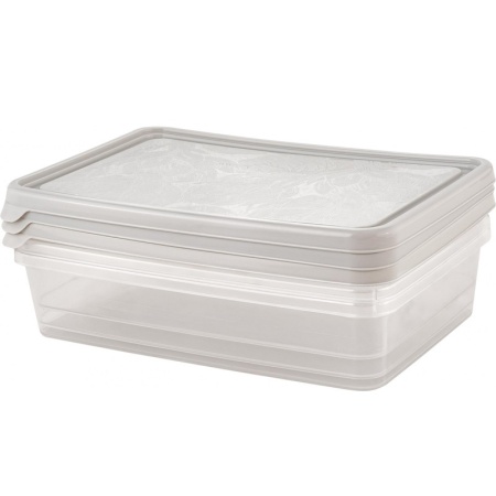 Набор прямоугольных контейнеров для продуктов 0.9л HELSINKI Artichoke пепельный жемчуг, 3шт