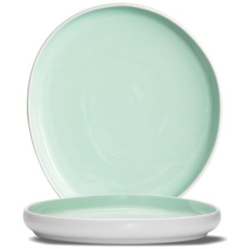 Тарелка плоская 28x25x(h)3.5см NINFA бело-аквамариновая