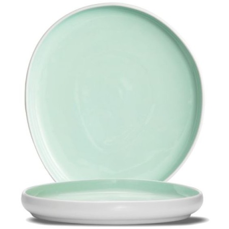 Тарелка плоская 28x25x(h)3.5см NINFA бело-аквамариновая