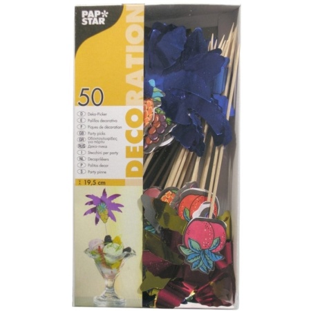 Деко-пика 19.5см 'Пальма с фруктами', 50шт