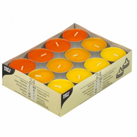 Свеча чайная YELLOW, ORANGE, BORNEO, 24шт